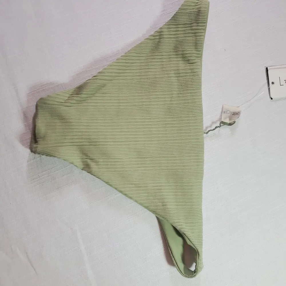 L*Space Sage Green Ribbed Bikini Bottom Swimwear Large L NWT Retail $79